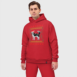 Мужской костюм оверсайз Рождественский свитер Хаски, цвет: красный — фото 2