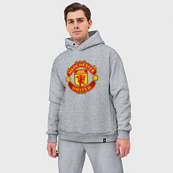 Мужской костюм оверсайз Манчестер Юнайтед логотип, цвет: меланж — фото 2