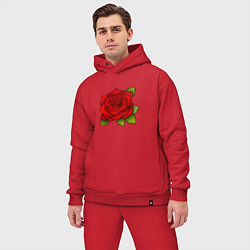 Мужской костюм оверсайз Красная роза Рисунок, цвет: красный — фото 2