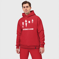 Мужской костюм оверсайз Состав группы System of a Down, цвет: красный — фото 2