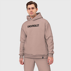 Мужской костюм оверсайз Chevrolet Лого Эмблема спина, цвет: пыльно-розовый — фото 2