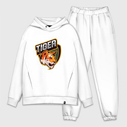 Мужской костюм оверсайз Тигр Tiger логотип, цвет: белый