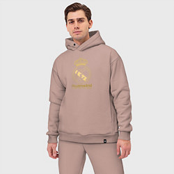 Мужской костюм оверсайз Real Madrid gold logo, цвет: пыльно-розовый — фото 2