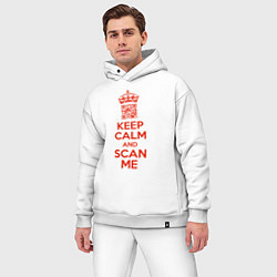 Мужской костюм оверсайз Keep calm and scan me - fuck off, цвет: белый — фото 2