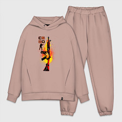 Мужской костюм оверсайз CS GO Винтовка M4A4 HOWL, цвет: пыльно-розовый