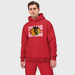 Мужской костюм оверсайз Чикаго Блэкхокс, Chicago Blackhawks, цвет: красный — фото 2