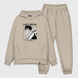 Мужской костюм оверсайз Ван-Пис, Луффи Luffy, цвет: миндальный