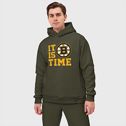 Мужской костюм оверсайз It Is Boston Bruins Time, Бостон Брюинз, цвет: хаки — фото 2
