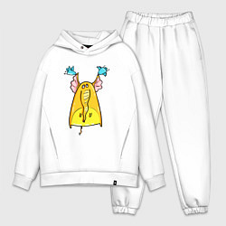 Мужской костюм оверсайз Птички тащат слона за уши, цвет: белый