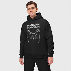 Мужской костюм оверсайз Marilyn Manson Рок кот, цвет: черный — фото 2