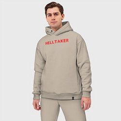 Мужской костюм оверсайз Helltaker logo цвета миндальный — фото 2