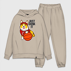 Мужской костюм оверсайз JUST DUNK IT корги, цвет: миндальный