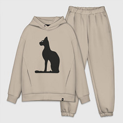 Мужской костюм оверсайз Силуэт черной кошки, Египетская богиня Бастет