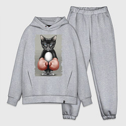 Мужской костюм оверсайз Крутой котяра в боксёрских перчатках Cool cat in b