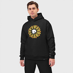 Мужской костюм оверсайз Череп Подсолнух Sunflower Skull, цвет: черный — фото 2