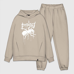 Мужской костюм оверсайз Draw white logo - Ant, цвет: миндальный