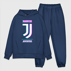 Мужской костюм оверсайз Juventus FC в стиле Glitch, цвет: тёмно-синий