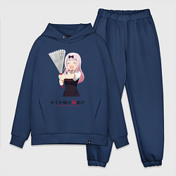 Мужской костюм оверсайз Госпожа Кагуя Love is war Синомия с веером, цвет: тёмно-синий