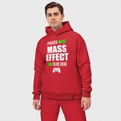 Мужской костюм оверсайз I Paused Mass Effect To Be Here с зелеными стрелка, цвет: красный — фото 2