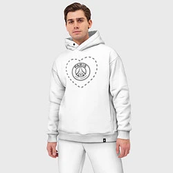 Мужской костюм оверсайз Лого PSG в сердечке, цвет: белый — фото 2