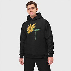 Мужской костюм оверсайз Branch With a Sunflower Подсолнух, цвет: черный — фото 2