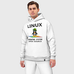 Мужской костюм оверсайз Пингвин линукс, цвет: белый — фото 2