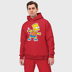 Мужской костюм оверсайз Барт Симпсон с баплончиком для граффити, цвет: красный — фото 2