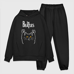 Мужской костюм оверсайз The Beatles rock cat, цвет: черный