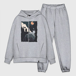 Мужской костюм оверсайз Оранжевая луна и дикий альпинизм