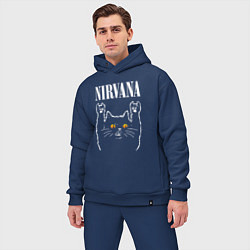 Мужской костюм оверсайз Nirvana rock cat, цвет: тёмно-синий — фото 2