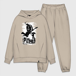 Мужской костюм оверсайз Punk jump, цвет: миндальный