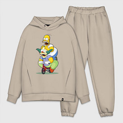 Мужской костюм оверсайз Гомер Симпсон и Клоун Красти едут на детском велос