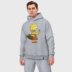 Мужской костюм оверсайз Lisa Simpson с гусеницей на даче, цвет: меланж — фото 2