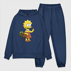 Мужской костюм оверсайз Lisa Simpson с гусеницей на даче, цвет: тёмно-синий