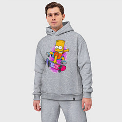 Мужской костюм оверсайз Барт Симпсон на скейтборде - Eat my shorts!, цвет: меланж — фото 2