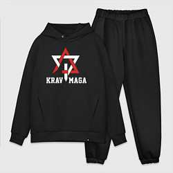 Мужской костюм оверсайз Krav-maga national wrestling emblem, цвет: черный