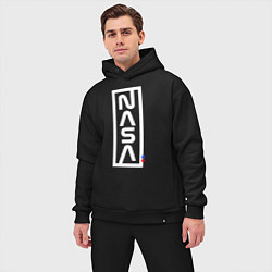 Мужской костюм оверсайз Наса - logo, цвет: черный — фото 2