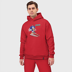 Мужской костюм оверсайз Sonic - hedgehog - skateboarding, цвет: красный — фото 2