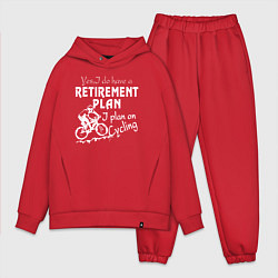 Мужской костюм оверсайз Мой план на пенсию - ездить на велосипеде, цвет: красный