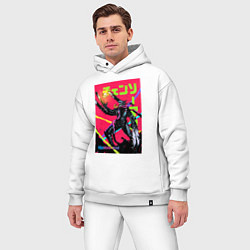 Мужской костюм оверсайз Человек бензопила и бургер, цвет: белый — фото 2