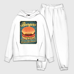 Мужской костюм оверсайз Burgers - Made fresh daily!, цвет: белый