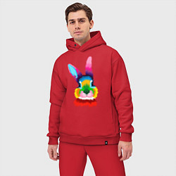 Мужской костюм оверсайз Радужный кролик, цвет: красный — фото 2