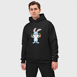 Мужской костюм оверсайз Кролик с морковками, цвет: черный — фото 2