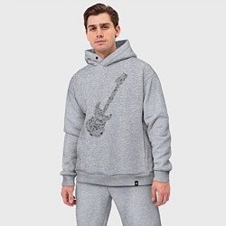 Мужской костюм оверсайз Гитара из нот, цвет: меланж — фото 2