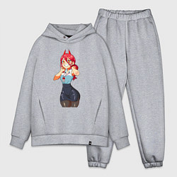 Мужской костюм оверсайз Пауэр в офисе - Человек бензопила, цвет: меланж