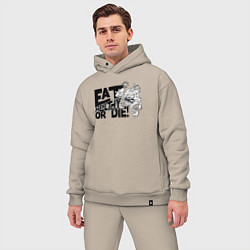 Мужской костюм оверсайз Питайся правильно или умри!, цвет: миндальный — фото 2