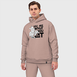 Мужской костюм оверсайз Ты то , что ешь, цвет: пыльно-розовый — фото 2