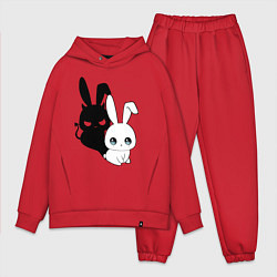 Мужской костюм оверсайз Милый кролик - ангелочек или дьяволёнок?, цвет: красный