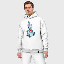 Мужской костюм оверсайз Прикольный зубастый кролик, цвет: белый — фото 2