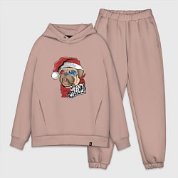Мужской костюм оверсайз Pug merry christmas